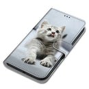 For ZTE Blade A51 Coloured Drawing Cross Texture Horizontal Flip PU Leather Case with Holder & Card Slots & Wallet & Lanyard(Small Gray Cat)