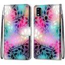 For ZTE Blade A51 Coloured Drawing Cross Texture Horizontal Flip PU Leather Case with Holder & Card Slots & Wallet & Lanyard(Translucent Glass)