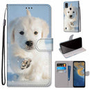 For ZTE Blade A51 Coloured Drawing Cross Texture Horizontal Flip PU Leather Case with Holder & Card Slots & Wallet & Lanyard(Snow Puppy)