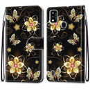 For ZTE Blade A51 Coloured Drawing Cross Texture Horizontal Flip PU Leather Case with Holder & Card Slots & Wallet & Lanyard(Gold Diamond Butterfly)