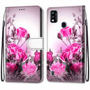 For ZTE Blade A51 Coloured Drawing Cross Texture Horizontal Flip PU Leather Case with Holder & Card Slots & Wallet & Lanyard(Wild Rose)