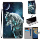 For ZTE Blade A51 Coloured Drawing Cross Texture Horizontal Flip PU Leather Case with Holder & Card Slots & Wallet & Lanyard(Pensive Wolf)