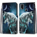 For ZTE Blade A51 Coloured Drawing Cross Texture Horizontal Flip PU Leather Case with Holder & Card Slots & Wallet & Lanyard(Pensive Wolf)