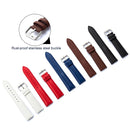 Two-layer Cowhide Leather Plain Weave Watch Band(White)