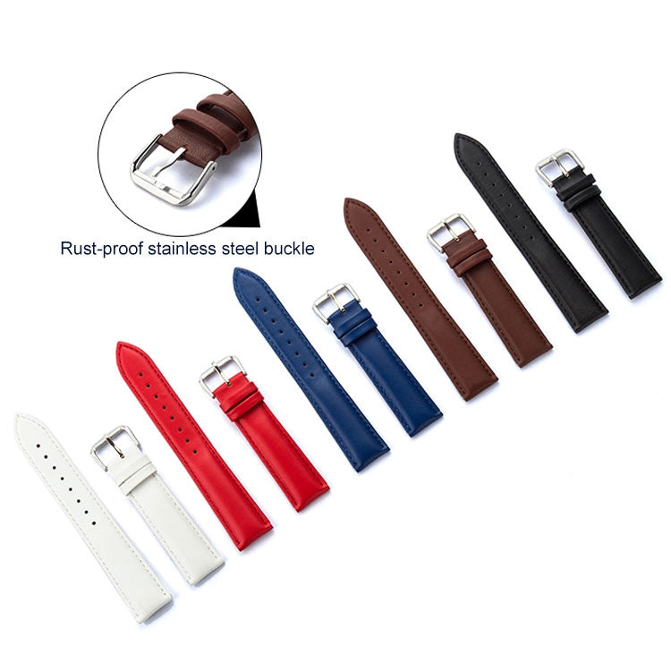 Two-layer Cowhide Leather Plain Weave Watch Band(Red)
