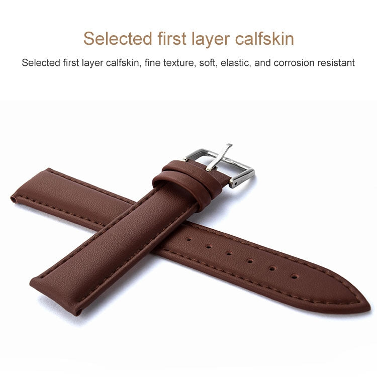 Two-layer Cowhide Leather Plain Weave Watch Band(Red)