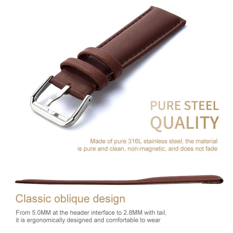 Two-layer Cowhide Leather Plain Weave Watch Band(Red)