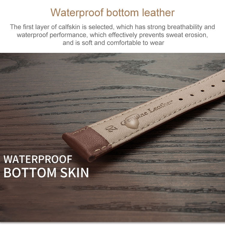 Two-layer Cowhide Leather Plain Weave Watch Band(Red)