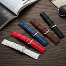 Two-layer Cowhide Leather Plain Weave Watch Band(White)