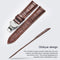 22mm Classic Cowhide Leather Gold Butterfly Buckle Watch Band(Brown)