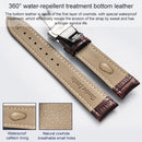22mm Classic Cowhide Leather Gold Butterfly Buckle Watch Band(Black)