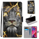 For OPPO A54 5G / A74 5G / A93 5G / A93s 5G Coloured Drawing Cross Texture Horizontal Flip PU Leather Case with Holder & Card Slots & Wallet & Lanyard(Fission Lion)