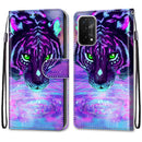 For OPPO A54 5G / A74 5G / A93 5G / A93s 5G Coloured Drawing Cross Texture Horizontal Flip PU Leather Case with Holder & Card Slots & Wallet & Lanyard(Tiger Drinking Water)