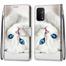 For OPPO A54 5G / A74 5G / A93 5G / A93s 5G Coloured Drawing Cross Texture Horizontal Flip PU Leather Case with Holder & Card Slots & Wallet & Lanyard(White Kitten)