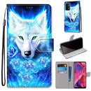 For OPPO A54 5G / A74 5G / A93 5G / A93s 5G Coloured Drawing Cross Texture Horizontal Flip PU Leather Case with Holder & Card Slots & Wallet & Lanyard(Rose Wolf)