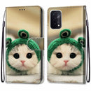 For OPPO A54 5G / A74 5G / A93 5G / A93s 5G Coloured Drawing Cross Texture Horizontal Flip PU Leather Case with Holder & Card Slots & Wallet & Lanyard(Frog Kitten)
