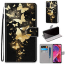 For OPPO A54 5G / A74 5G / A93 5G / A93s 5G Coloured Drawing Cross Texture Horizontal Flip PU Leather Case with Holder & Card Slots & Wallet & Lanyard(Golden Butterfly Group)