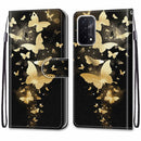 For OPPO A54 5G / A74 5G / A93 5G / A93s 5G Coloured Drawing Cross Texture Horizontal Flip PU Leather Case with Holder & Card Slots & Wallet & Lanyard(Golden Butterfly Group)