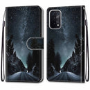 For OPPO A54 5G / A74 5G / A93 5G / A93s 5G Coloured Drawing Cross Texture Horizontal Flip PU Leather Case with Holder & Card Slots & Wallet & Lanyard(Mountain Road Starry Sky)