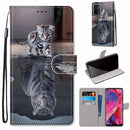 For OPPO A54 5G / A74 5G / A93 5G / A93s 5G Coloured Drawing Cross Texture Horizontal Flip PU Leather Case with Holder & Card Slots & Wallet & Lanyard(Cat Becomes Tiger)