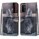 For OPPO A54 5G / A74 5G / A93 5G / A93s 5G Coloured Drawing Cross Texture Horizontal Flip PU Leather Case with Holder & Card Slots & Wallet & Lanyard(Cat Becomes Tiger)