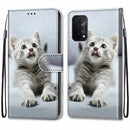 For OPPO A54 5G / A74 5G / A93 5G / A93s 5G Coloured Drawing Cross Texture Horizontal Flip PU Leather Case with Holder & Card Slots & Wallet & Lanyard(Small Gray Cat)