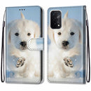 For OPPO A54 5G / A74 5G / A93 5G / A93s 5G Coloured Drawing Cross Texture Horizontal Flip PU Leather Case with Holder & Card Slots & Wallet & Lanyard(Snow Puppy)