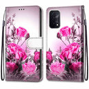 For OPPO A54 5G / A74 5G / A93 5G / A93s 5G Coloured Drawing Cross Texture Horizontal Flip PU Leather Case with Holder & Card Slots & Wallet & Lanyard(Wild Rose)