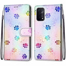 For OPPO A54 5G / A74 5G / A93 5G / A93s 5G Coloured Drawing Cross Texture Horizontal Flip PU Leather Case with Holder & Card Slots & Wallet & Lanyard(Footprint Water Drops)