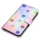 For OPPO A54 5G / A74 5G / A93 5G / A93s 5G Coloured Drawing Cross Texture Horizontal Flip PU Leather Case with Holder & Card Slots & Wallet & Lanyard(Footprint Water Drops)