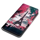For OPPO A54 5G / A74 5G / A93 5G / A93s 5G Coloured Drawing Cross Texture Horizontal Flip PU Leather Case with Holder & Card Slots & Wallet & Lanyard(Pink Flower Tower Bridge)