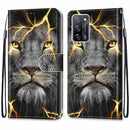 For OPPO A55 5G / A54 4G / A53s 5G / A16 4G Coloured Drawing Cross Texture Horizontal Flip PU Leather Case with Holder & Card Slots & Wallet & Lanyard(Fission Lion)