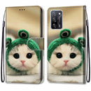 For OPPO A55 5G / A54 4G / A53s 5G / A16 4G Coloured Drawing Cross Texture Horizontal Flip PU Leather Case with Holder & Card Slots & Wallet & Lanyard(Frog Kitten)
