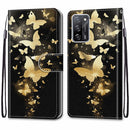 For OPPO A55 5G / A54 4G / A53s 5G / A16 4G Coloured Drawing Cross Texture Horizontal Flip PU Leather Case with Holder & Card Slots & Wallet & Lanyard(Golden Butterfly Group)