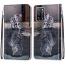 For OPPO A55 5G / A54 4G / A53s 5G / A16 4G Coloured Drawing Cross Texture Horizontal Flip PU Leather Case with Holder & Card Slots & Wallet & Lanyard(Cat Becomes Tiger)