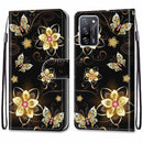 For OPPO A55 5G / A54 4G / A53s 5G / A16 4G Coloured Drawing Cross Texture Horizontal Flip PU Leather Case with Holder & Card Slots & Wallet & Lanyard(Gold Diamond Butterfly)