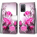 For OPPO A55 5G / A54 4G / A53s 5G / A16 4G Coloured Drawing Cross Texture Horizontal Flip PU Leather Case with Holder & Card Slots & Wallet & Lanyard(Wild Rose)