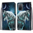 For OPPO A55 5G / A54 4G / A53s 5G / A16 4G Coloured Drawing Cross Texture Horizontal Flip PU Leather Case with Holder & Card Slots & Wallet & Lanyard(Pensive Wolf)