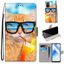 For OPPO A55 5G / A54 4G / A53s 5G / A16 4G Coloured Drawing Cross Texture Horizontal Flip PU Leather Case with Holder & Card Slots & Wallet & Lanyard(Cat Drinking Soda)