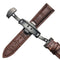 18mm Classic Cowhide Leather Black Butterfly Buckle Watch Band(Brown)