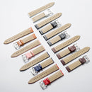 18mm Calf Leather Watch Band(Brown White Lines)
