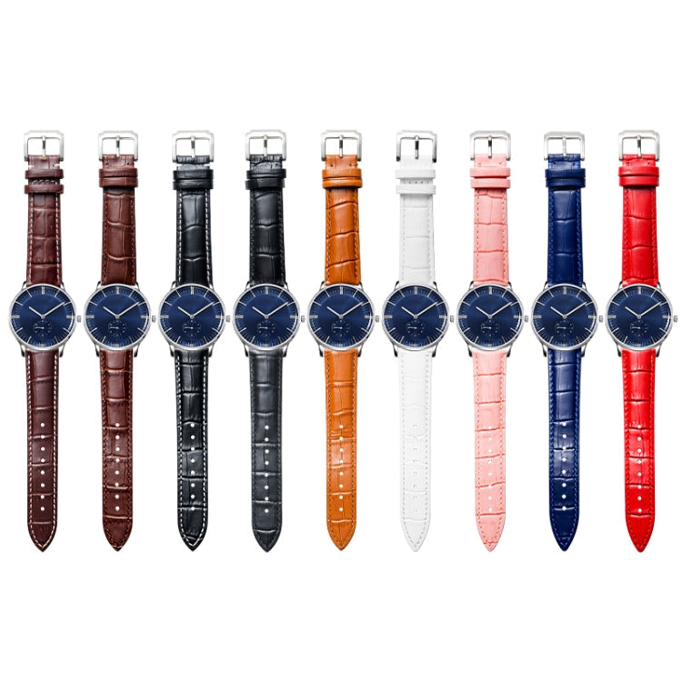 18mm Calf Leather Watch Band(Black White Lines)