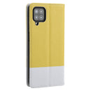 For Samsung Galaxy A22 5G Cross Texture Magnetic Horizontal Flip Leather Case with Card Slots & Holder & Wallet(Yellow)