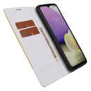 For Samsung Galaxy A22 5G Cross Texture Magnetic Horizontal Flip Leather Case with Card Slots & Holder & Wallet(Yellow)
