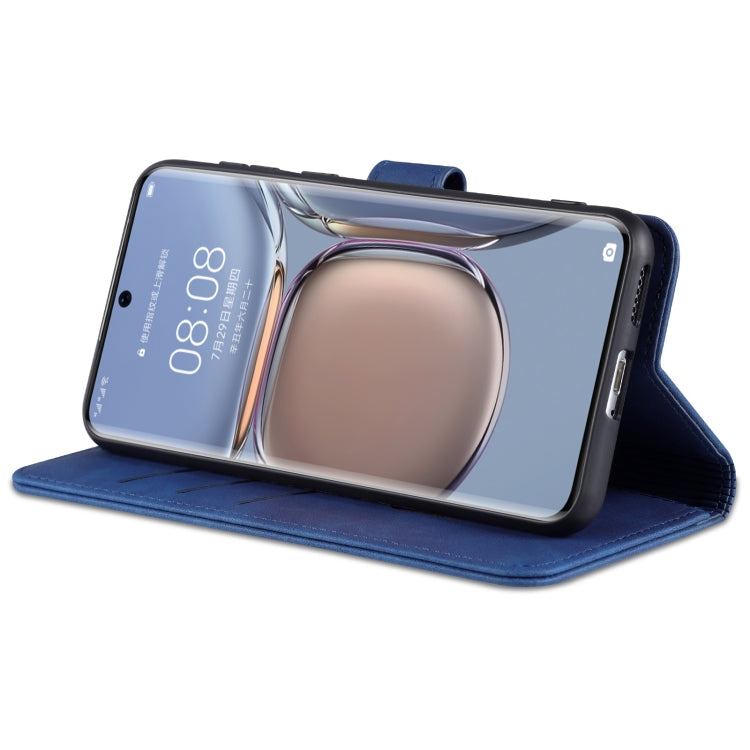 For Huawei P50 Pro AZNS Skin Feel Calf Texture Horizontal Flip Leather Case with Card Slots & Holder & Wallet(Blue)
