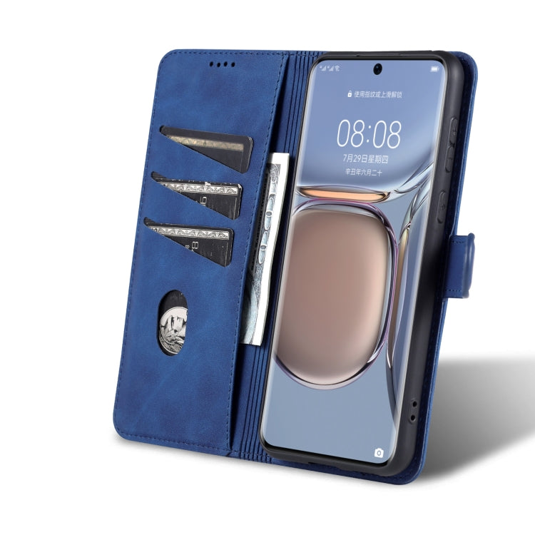 For Huawei P50 Pro AZNS Skin Feel Calf Texture Horizontal Flip Leather Case with Card Slots & Holder & Wallet(Blue)