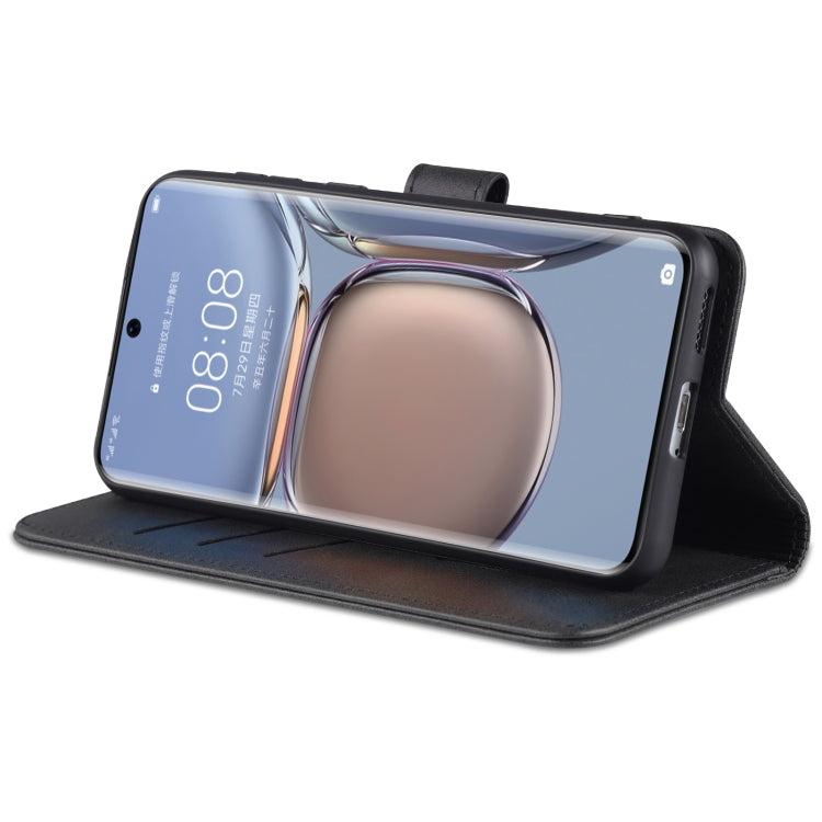For Huawei P50 Pro AZNS Skin Feel Calf Texture Horizontal Flip Leather Case with Card Slots & Holder & Wallet(Black)