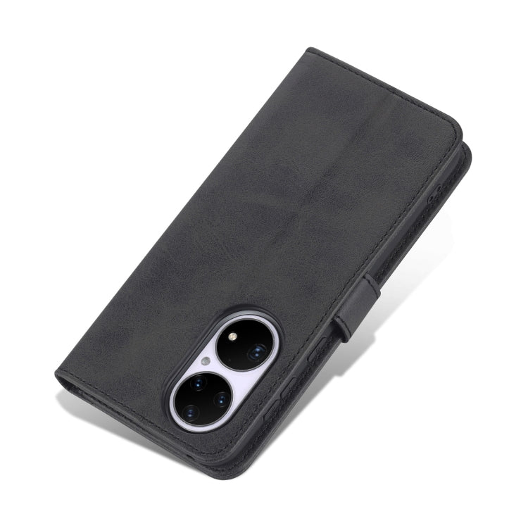For Huawei P50 Pro AZNS Skin Feel Calf Texture Horizontal Flip Leather Case with Card Slots & Holder & Wallet(Black)