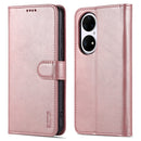 For Huawei P50 Pro AZNS Skin Feel Calf Texture Horizontal Flip Leather Case with Card Slots & Holder & Wallet(Rose Gold)