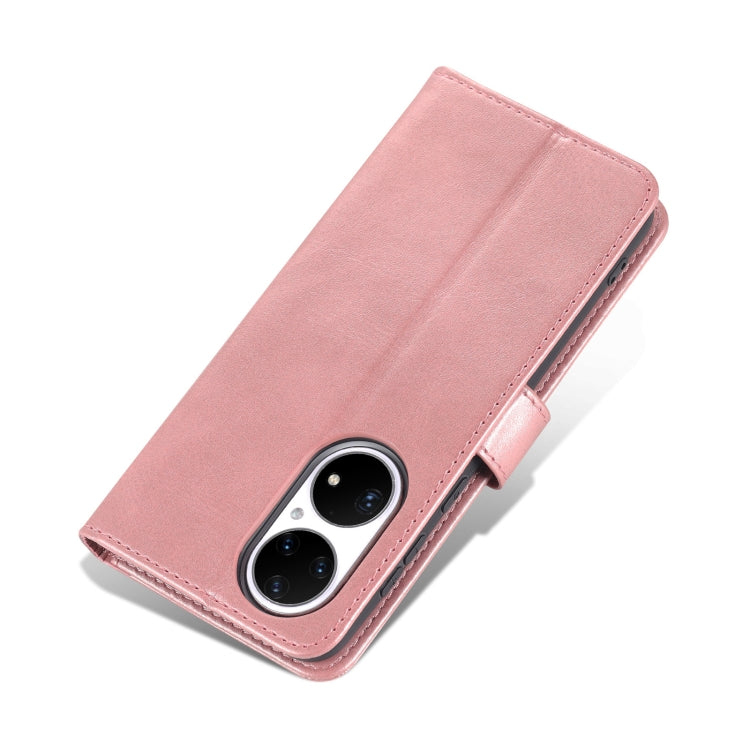 For Huawei P50 Pro AZNS Skin Feel Calf Texture Horizontal Flip Leather Case with Card Slots & Holder & Wallet(Rose Gold)